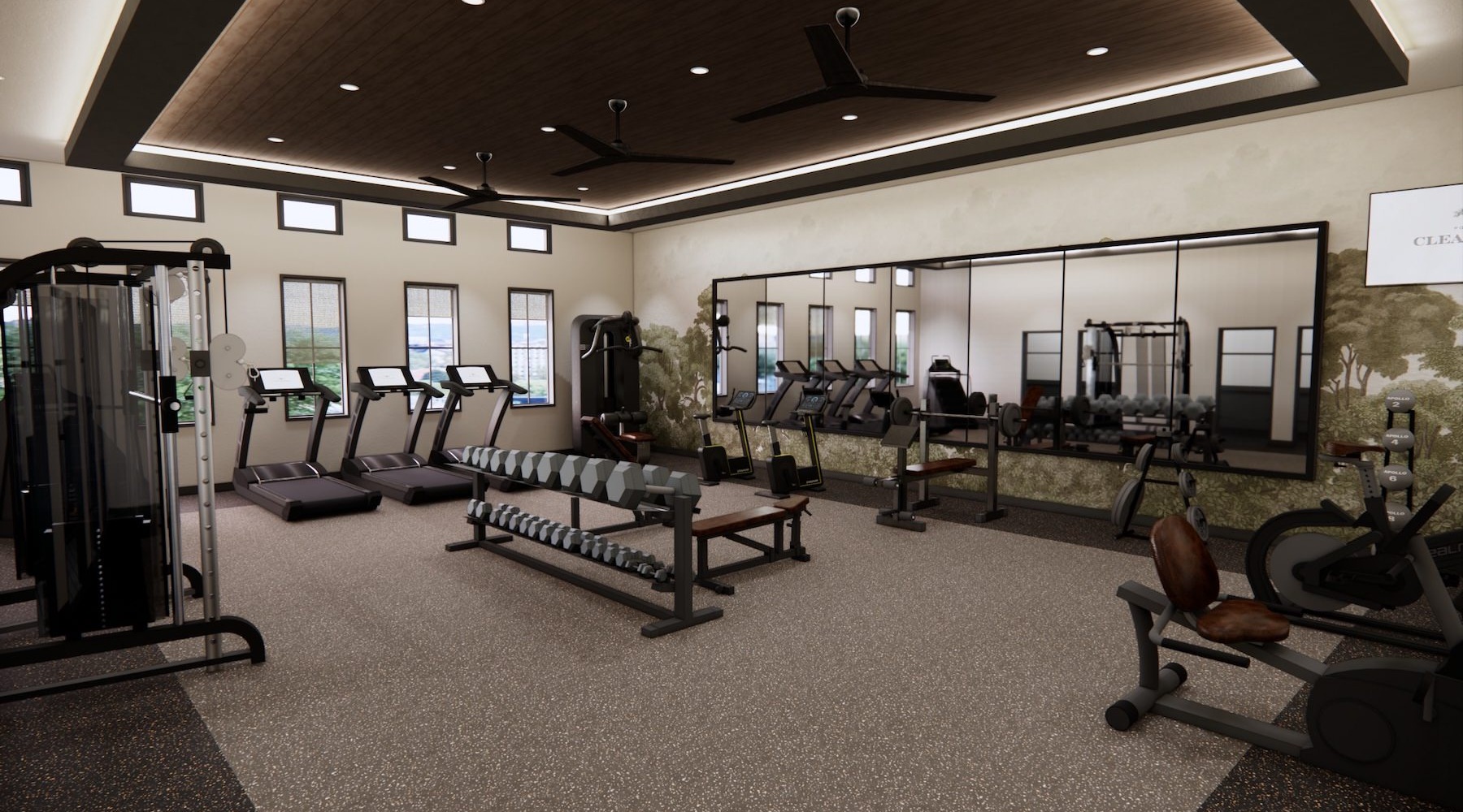 a gym with exercise equipment