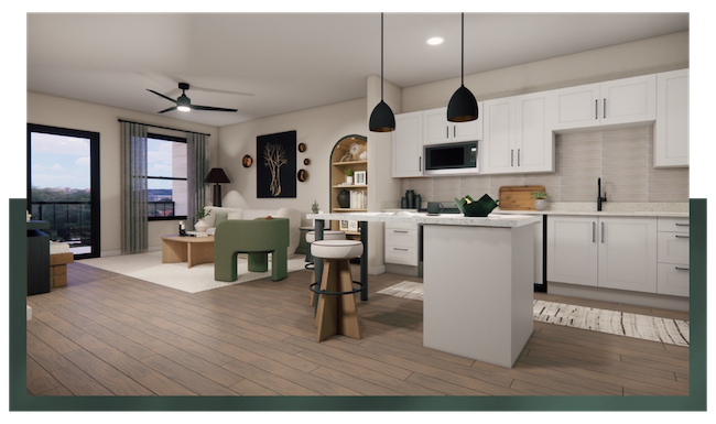 a kitchen with white cabinets